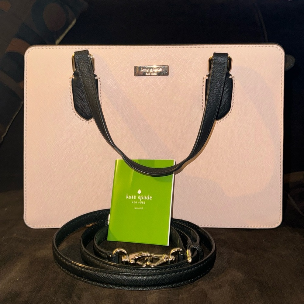Baby pink and black Kate Spade ♠️ bag with shoulder strap